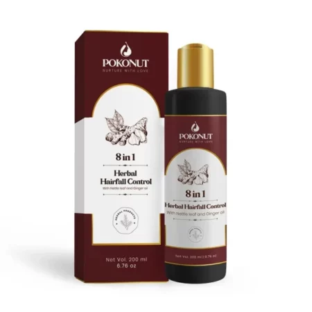 Pokonut Anti-Hair Fall Control Oil Enriched with Coconut, Sesame, & Rosemary for Strong, Dandruff-Free Hair| Nourishes, Hydrates, Reduces Split Ends, & Controls Frizz (200ml)