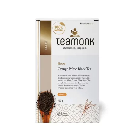 Teamonk Hozo High Mountain Orange Pekoe Black Tea -100 gm Bag (Makes 50 Cup). Boosts Energy And Heart Health. Antioxidant Properties. Helps reduce Blood pressure. Whole Loose Leaves (No Powder)