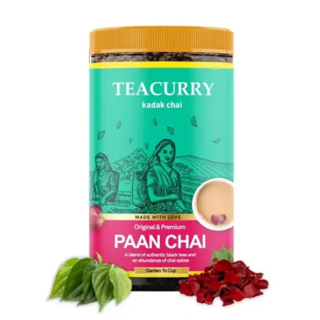 TEACURRY Paan Chai (100 Grams, 50 Cups) - Paan Chai for Digestion - 100% Natural Flavoured Tea with Real Fennel, Rose, Betel Leaves, Cardamom | Refreshing, Tasteful Paan Flavor Tea