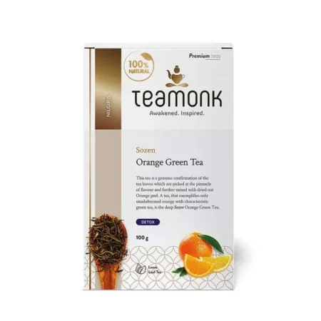 Teamonk Sozen High Mountain Orange Fruit Green Tea Leaves (50 Cups) - 100 g. rich in Vitamin C, helps detox and High in Antioxidant