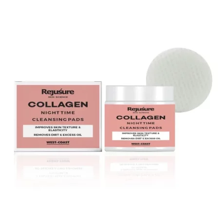 Rejusure Collagen Night Time Cleansing Pads Improves Skin Texture & Skin Elasticity Removes Dirt & Excess Oil |Paraben & Sulphate Free - 50 Pads