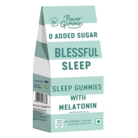 Power Gummies Blessful Beauty Sleep Gummies with Melatonin, Vitamin for Deep Sleep 30 Gummies Now with 0 Added Sugar