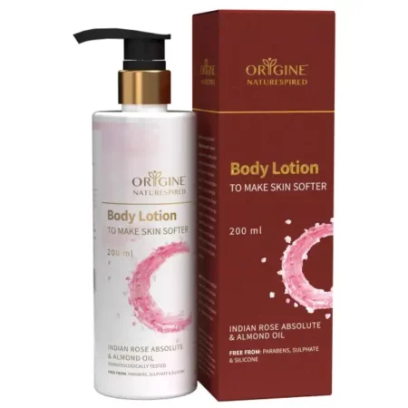 Origine Naturespired Body Lotion To Make Skin Softer | Natural Body Lotion For Soft And Glowing Skin | Dermatologically-Tested Lotion | Naturally Blended With Olive, Rose Water, And Sandalwood, 200ml