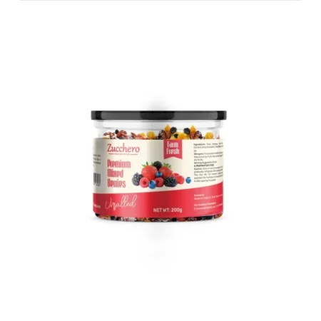 Zucchero Premium Mixed Berries, Unsalted, 200G (Blueberry, Cranberry, Black Currant, Strawberry, Cherry), Previously_frozen