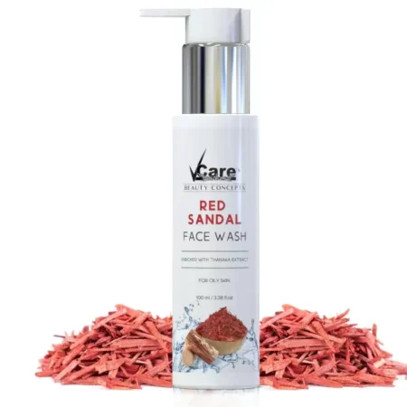 VCare Red Sandal Face Wash for Skin Whitening for Oily Skin | Reduce Acne and Pimples, Women and Men | Facial Cleanser | Skincare Face Cream, Remove Dark Circle 100 ml