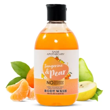Sage Apothecary Natural Body Wash for Refreshing, Healthy Skin- 300ml (Tangerine & Pear)