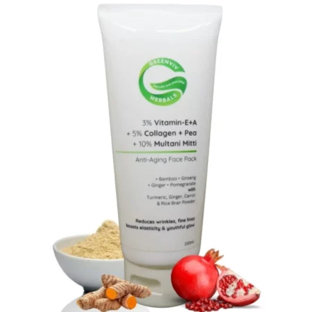 Greenviv 3% Vitamin E & A + 5% Collagen Anti-Aging Face Pack, 100g