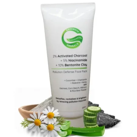 Greenviv 2% Charcoal + 5% Niacinamide Pollution Defense Face Pack, 100g