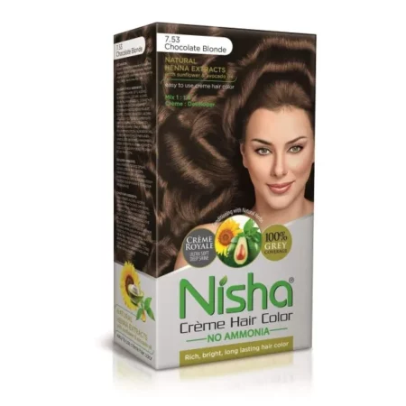 Nisha Creme Hair Color, Chocolate Blonde, 50ml