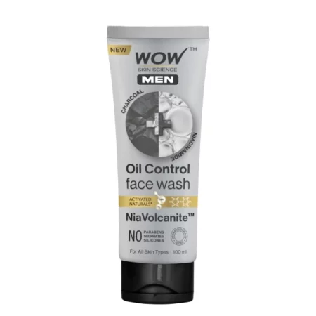 WOW Men Charcoal + Niacinamide Face Wash, 100ml