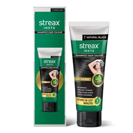 Streax Easy Do-it-Yourself Hair Colour Shampoo, Natural Black, 200 ml
