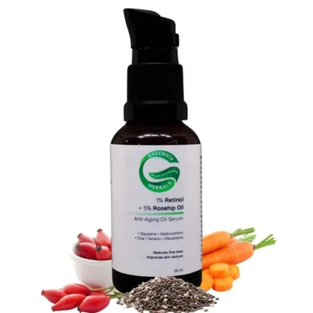 Greenviv 1% Retinol 5% Rosehip Oil Anti-Aging Serum, 30ml