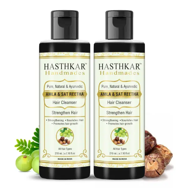 Hasthkar Handmades Amla Sat Reetha Hair Cleanser Shampoo for Men & Women  210ml, Pack of 2 - Herbkart
