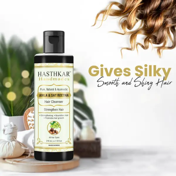 Hasthkar Handmades Amla Sat Reetha Hair Cleanser Shampoo for Men & Women  210ml, Pack of 2 - Herbkart