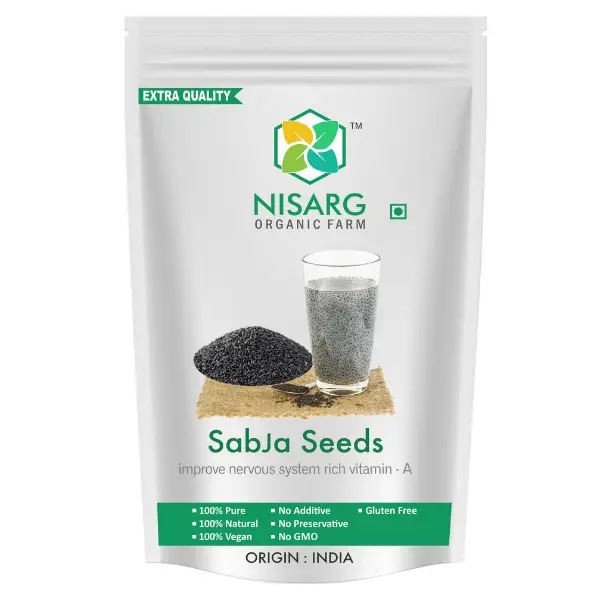 Nisarg Organic Farm Organic Sabja Seeds Basil Seeds 500 gm