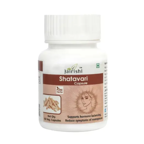 Jai Rishi Ayurveda Shatavari Capsule for Supports Hormone Balancing, Reduce Symptoms of Menopause - 60 Veg Capsule available on Herbkart