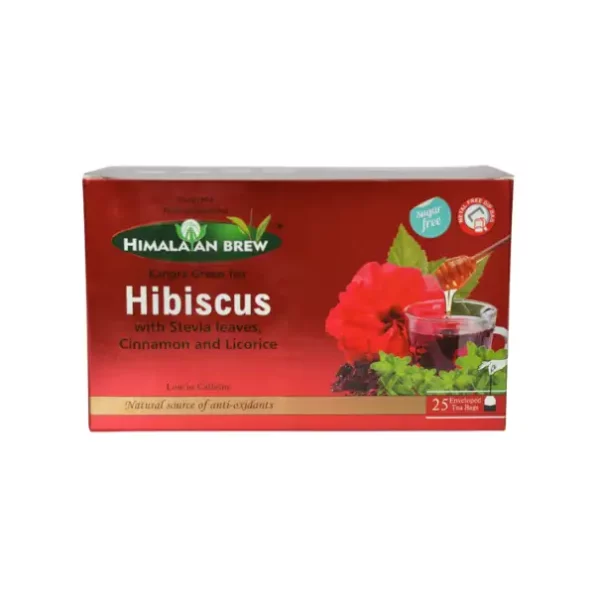 Himalayan Brew Hibiscus Green Tea Bags, 25 Sachets Per Box, HimalayanBrewBNO05-HB-1.webp, HimalayanBrewBNO05 HB 1