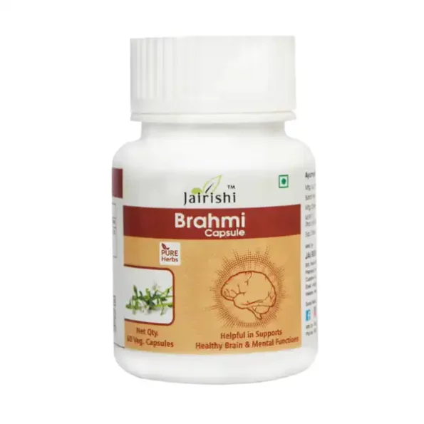 Jai Rishi Ayurveda Brahmi Capsule - Promotes Mind Relaxation , Helps Improve Alertness - 60 Veg Capsules available on Herbkart