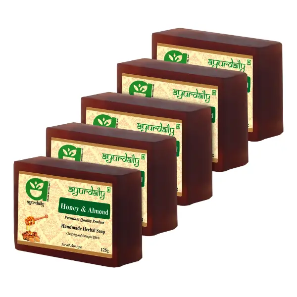 AyurDaily Honey & Almond Soap, 125 gm, Pack of 5