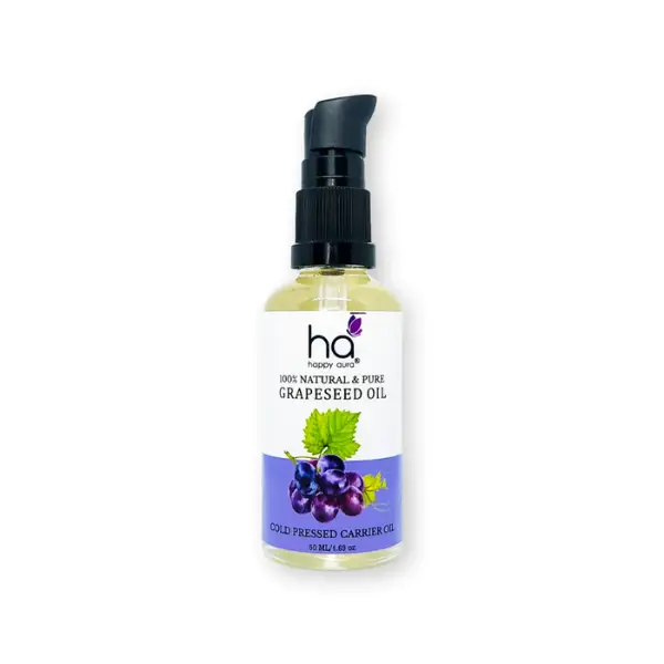 Happy Aura Cold Pressed Grapeseed Oil, Carrier Oil, 100 ml