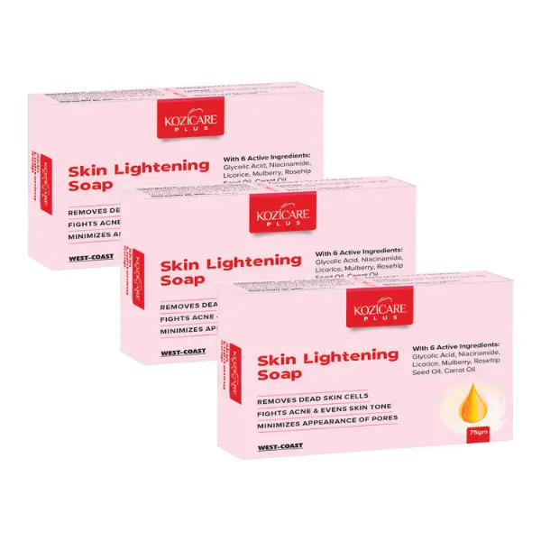 Kozicare Plus Skin Lightening Soap with Kojic Acid 75 gm Pack of 3