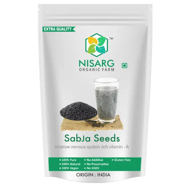 Nisarg Organic Farm Organic Sabja Seeds Basil Seeds 100 gm