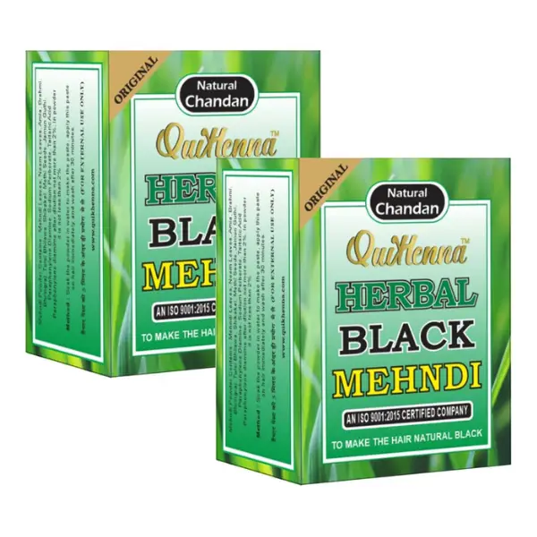 QuikHenna Herbal Black Mehndi For All Hair Type 65gm, Pack of 2 - Herbkart