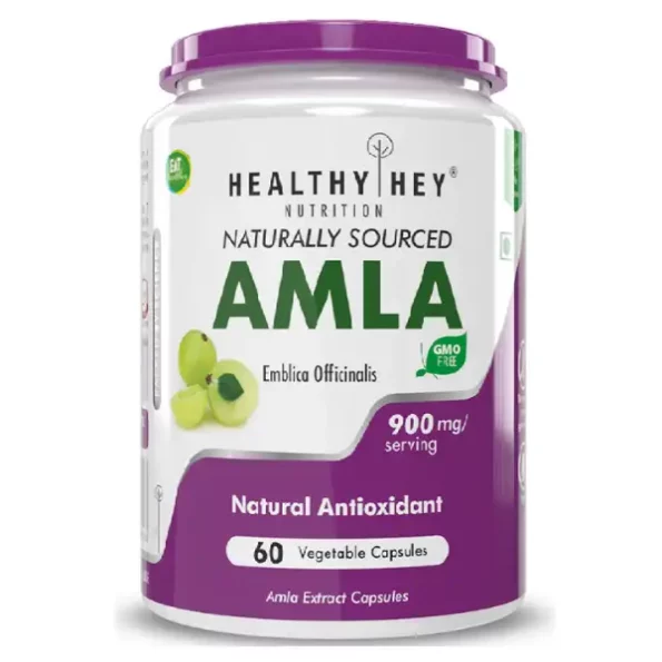 HealthyHey Amla Extract 50:1, Equivalent to 25g Amla Powder, Natural Vitamin C, 500mg, 60 Veg. Capsules available on Herbkart