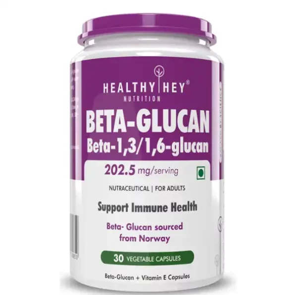 HealthyHey Beta, Glucan Beta, 1, 3/1, 6, glucan, Immunity Enhancer, 200mg, 30 Veg. Capsules available on Herbkart