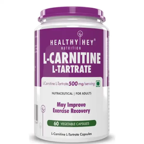 HealthyHey L Carnitine & L Tartrate, LCLT, 500mg, Support Transport of Fats to Muscles, 60 Vegetable Capsules, HHLCLT500120-1.webp, HHLCLT500120 1