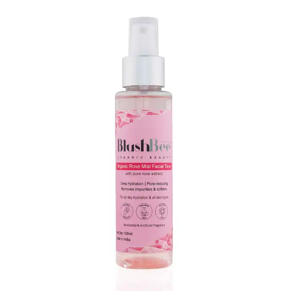 Organic Rose Mist Facial Toner infused with Rose extract, peppermint & plant derived hydralunic acid.