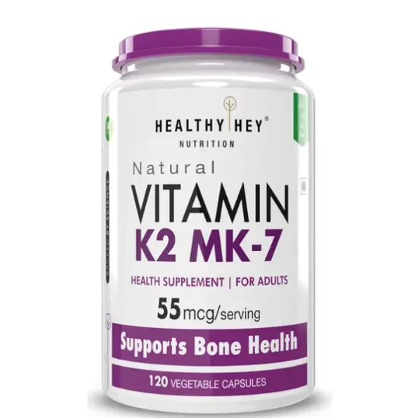 HealthyHey Vitamin K2, MK7 Vegetarian Source Support Bone Health, 55 Mcg 120 Vegetable Capsules, HHVITK12055-1.webp, HHVITK12055 1