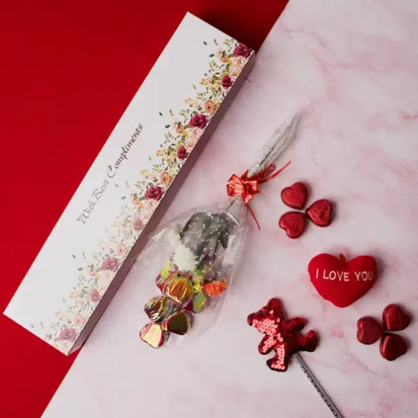Valentines Special Heart Shape 8 Chocolates Bouquet 120G