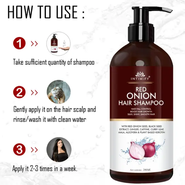 Intimify Red Onion Hair Shampoo to Reduce Hair Loss, 200 ml - Herbkart