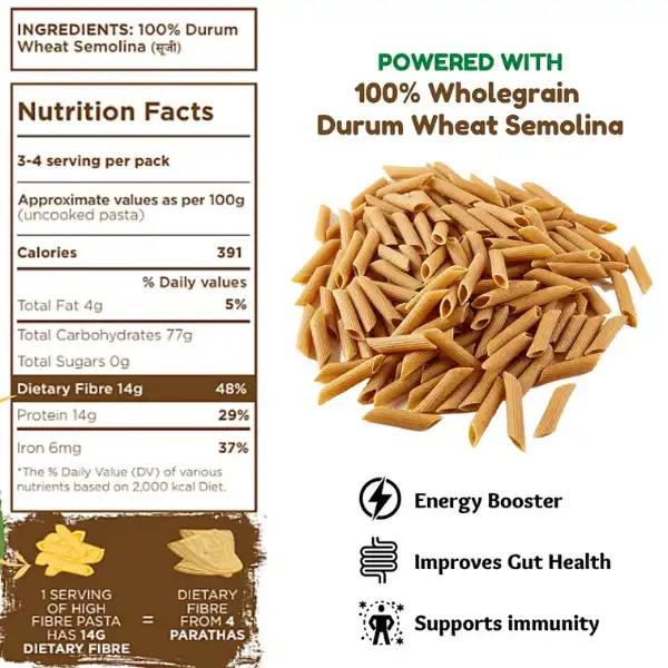 whole grain pasta nutrition label