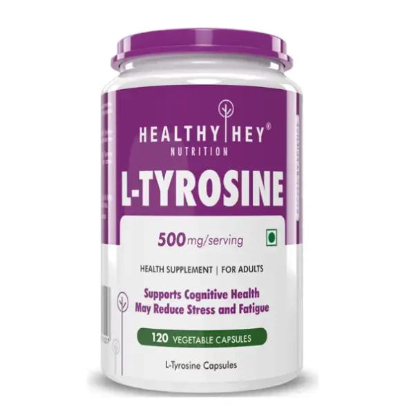 HealthyHey L-Tyrosine 500mg - 120 Capsules, HHTYR500120-1.webp, HHTYR500120 1