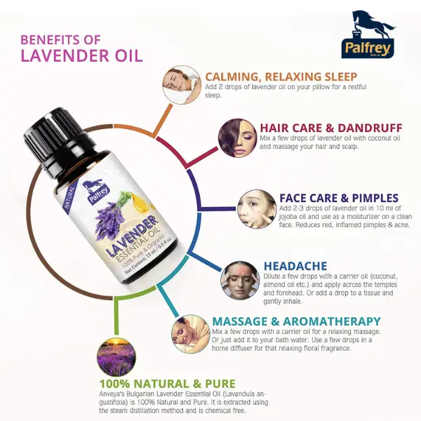 Palfrey Natural Lavender Essential Oils for Hair Growth, for Skin, Hair, Aromatherapy 15 ml - Herbkart Palfrey Natural Lavender Essential Oils for Hair Growth, for Skin, Hair, Aromatherapy 15 ml - Herbkart