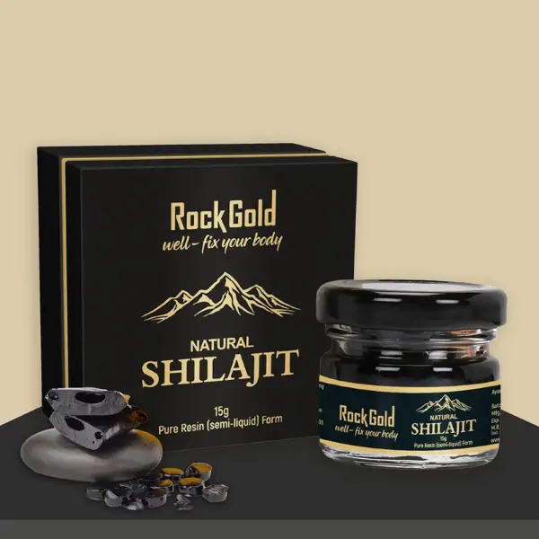 Rock Gold Pure Ayurvedic Raw Shilajit/Shilajeet Resin, Semi Liquid, 15 Gram