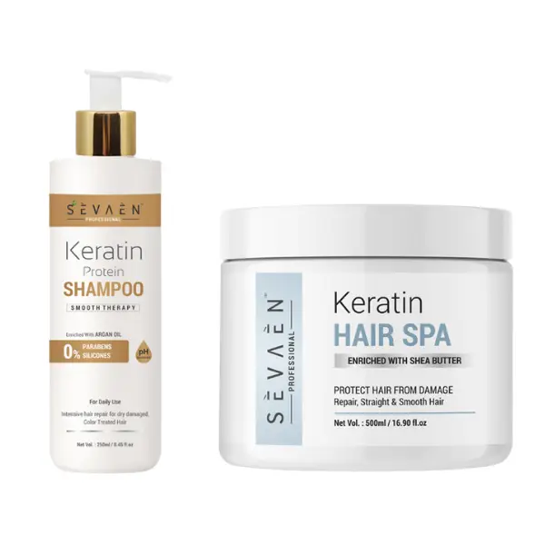 Sevaen Professional Keratin Shampoo And Hair Spa Cream For Hair Dry &  Damage Repair, 750 Gm - Herbkart