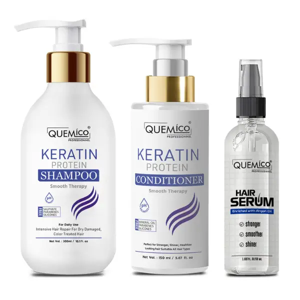 Quemico Sulphate Free Keratin Smooth Daily Shampoo and Conditioner with  Professionnal Hair Serum, 500ml - Herbkart