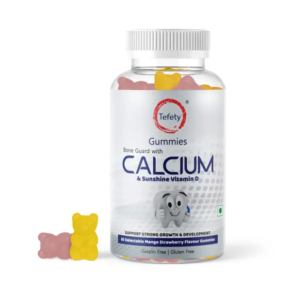 Tefety Calcium & Vitamin D Gummies, Mango & Strawberry flavour, 30