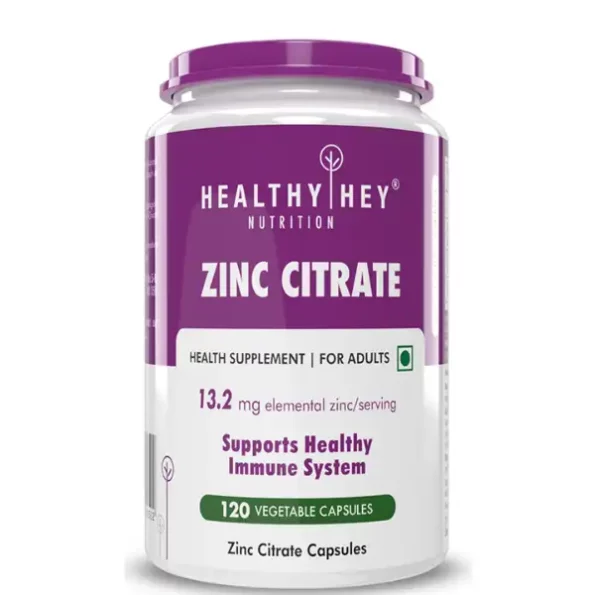 HealthyHey Zinc Citrate, Supports Immune and Immunity - 120 Veg Capsules, HHZINCIT2031-1.webp, HHZINCIT2031 1