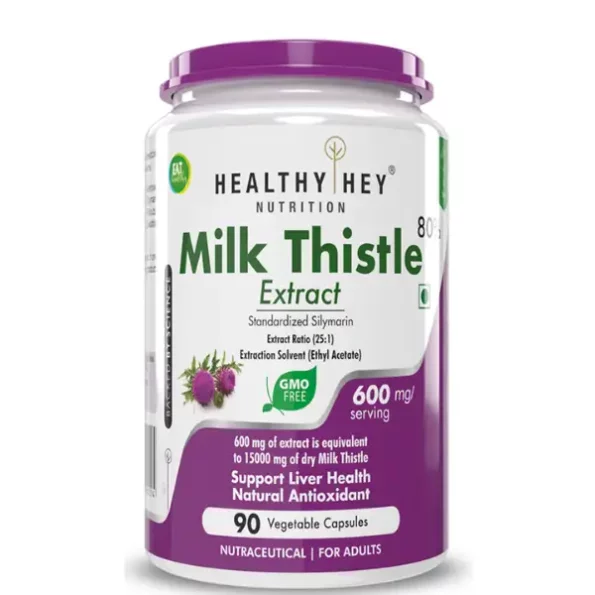 HealthyHey Milk Thistle Extract 600 mg, 90 Vegetable Capsules available on Herbkart