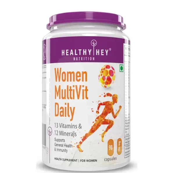 HealthyHey Multi Vitamin for Women, Multi, Vit Daily, 13 Vitamins & 12 Minerals, Vegan, 90 Capsules, HHWMVM90-1.webp, HHWMVM90 1