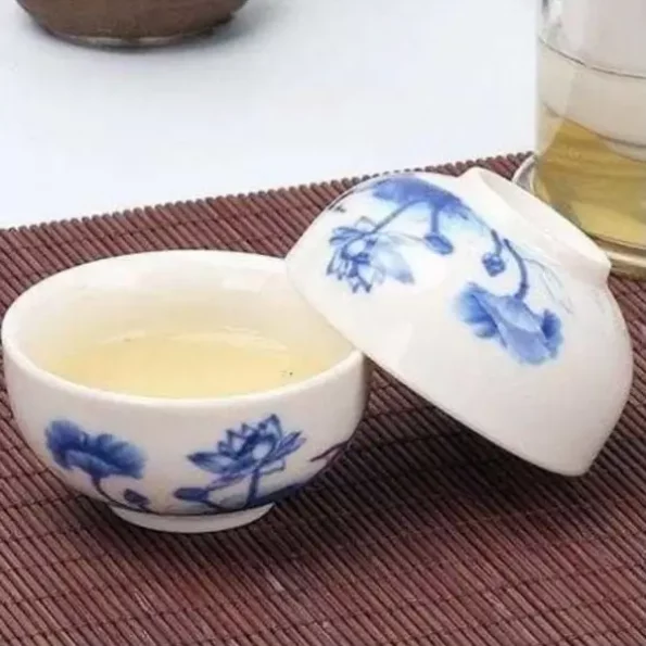 Radhikas Fine Teas and Whatnots Mini Tea Shots Dumpling Cup, Blue Nature Print, RFT8903555801561-1.webp, RFT8903555801561 1