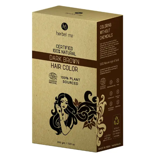 Herbal Me Certified Natural Dark Brown Henna Hair Colour (200 gm) - Herbkart Herbal Me Certified Natural Dark Brown Henna Hair Colour (200 gm) - Herbkart