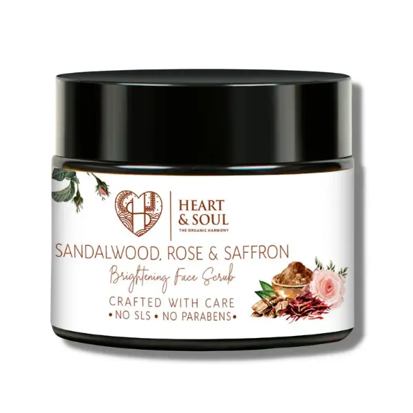 Sandalwood, Rose and Saffron Brightening Face Scrub - 50 gm