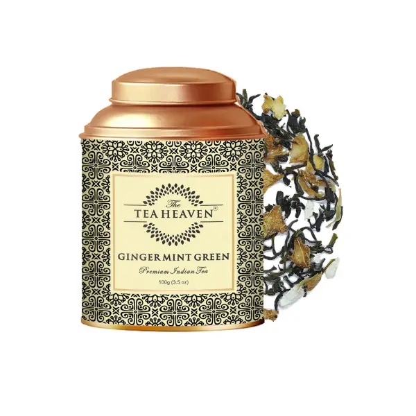 Ginger Mint Green Tea Golden Tin Box 100g