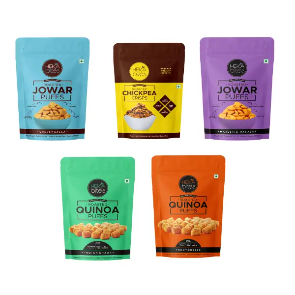 Roasted Snacks Box - Quinoa Puffs, Jowar Puffs, Chickpea Crisps