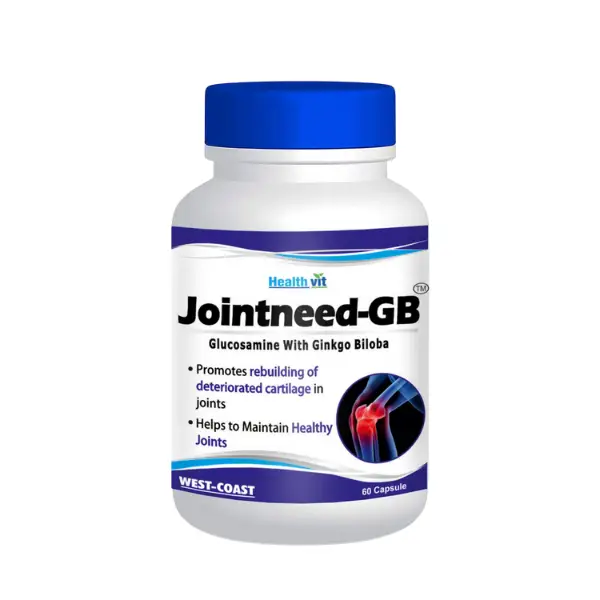 Healthvit Jointneed-GB Glucosamine 500mg, Ginkgo Biloba 50mg, 60 Capsules